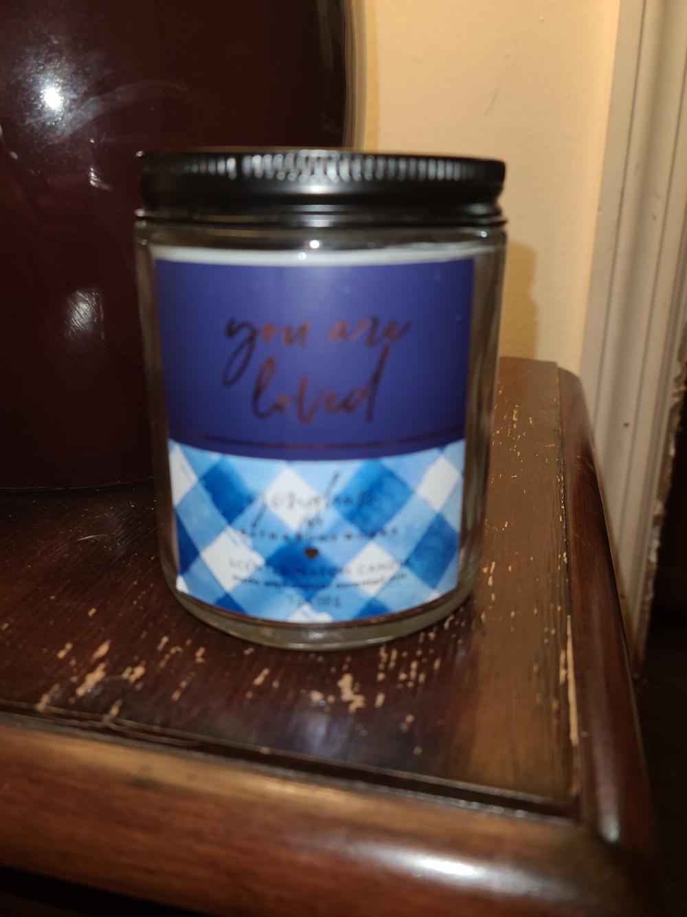 Worthington Blue & White 'You Are Loved' Decorative Candle Jar